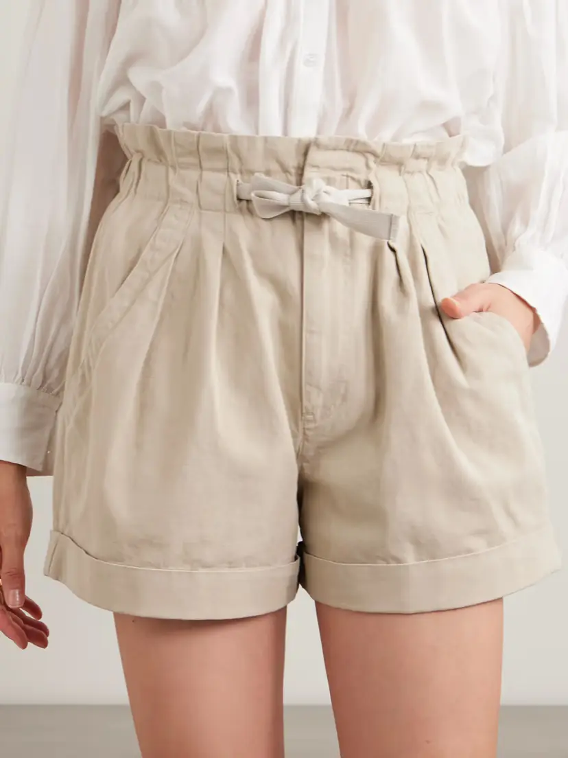 Marant Étoile Nirma Pleated Cotton And Linen-blend Twill Shorts | Thumbnail 3 Marant Étoile Nirma Pleated Cotton And Linen-blend Twill Shorts | Thumbnail 3