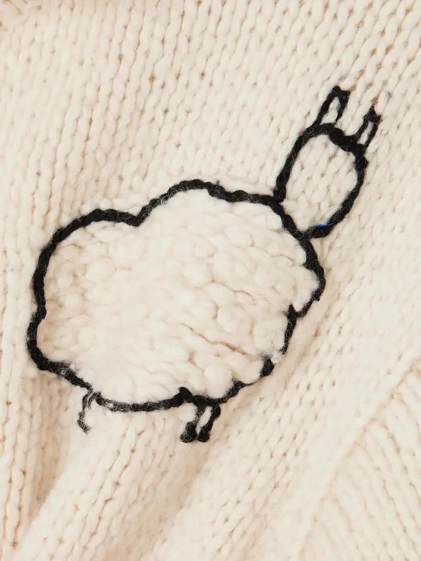 Mother The Crop Racquette Embroidered Wool And Cotton-blend Cardigan | Thumbnail 4