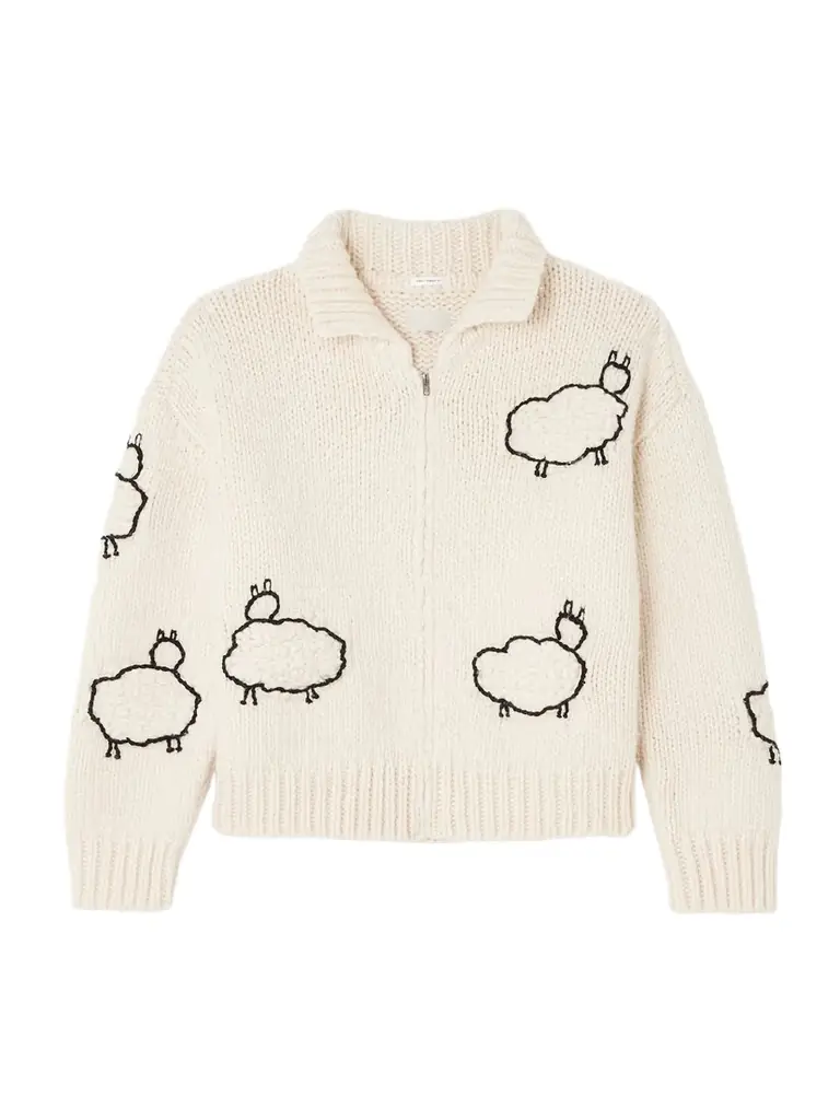 The Crop Racquette Embroidered Wool And Cotton-blend Cardigan The Crop Racquette Embroidered Wool And Cotton-blend Cardigan