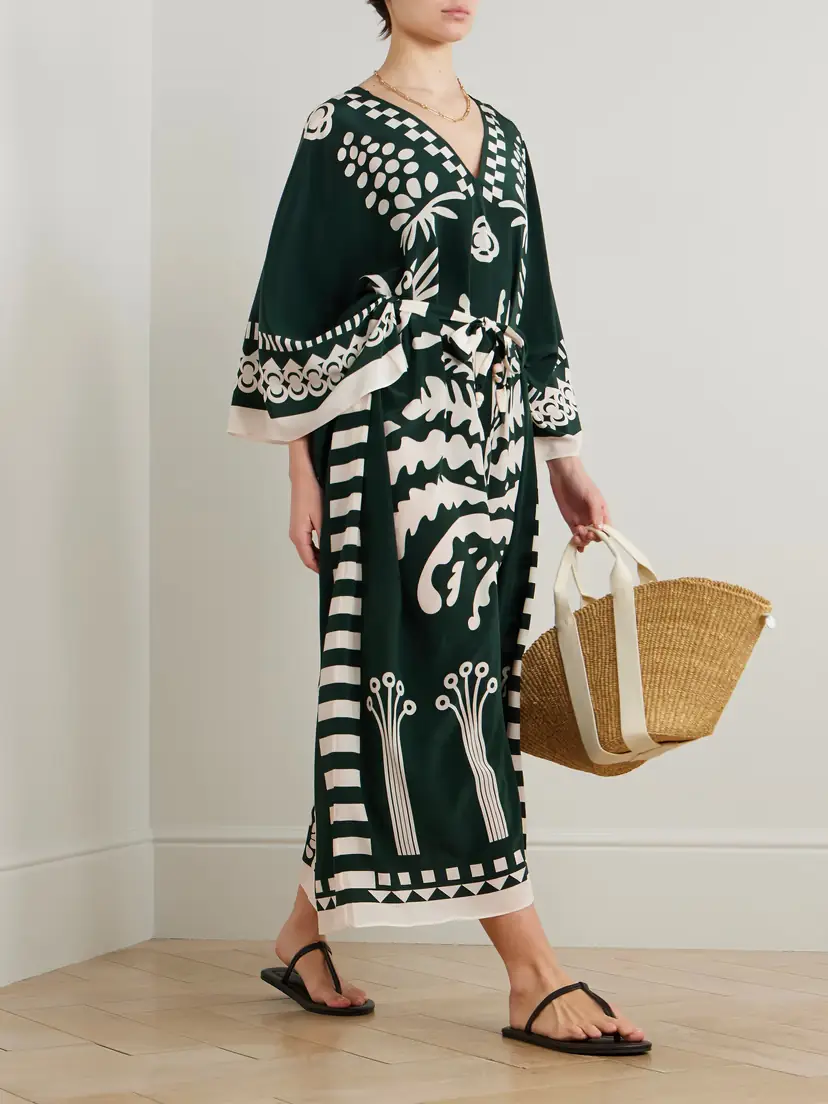 Eres Holi Belted Printed Silk Crepe De Chine Cover-up | Thumbnail 2 Eres Holi Belted Printed Silk Crepe De Chine Cover-up | Thumbnail 2