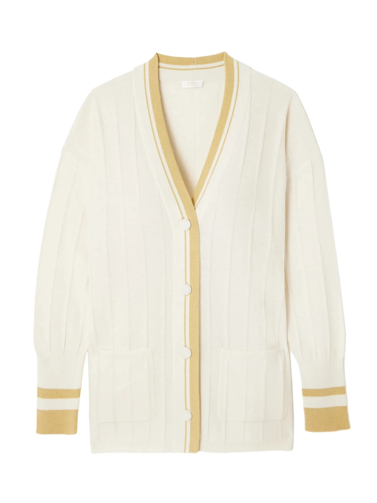 Clubhouse Striped Ribbed Wool And Cashmere-blend Cardigan - Neutrals Clubhouse Striped Ribbed Wool And Cashmere-blend Cardigan - Neutrals