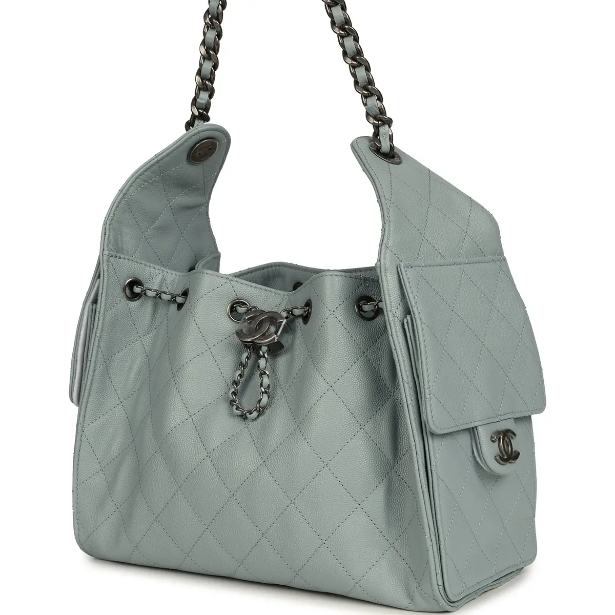 Chanel Chanel Mini 25 Hobo Bag Light Blue Caviar Aged Ruthenium Hardware | Thumbnail 5