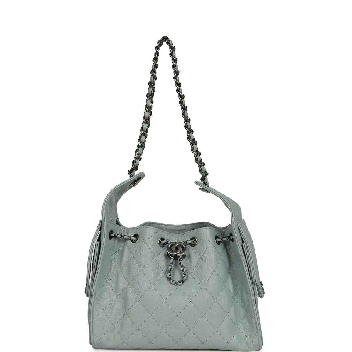 Chanel Chanel Mini 25 Hobo Bag Light Blue Caviar Aged Ruthenium Hardware | Thumbnail 6