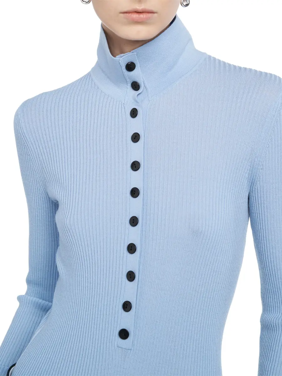 Maria McManus Merino Wool Long Sleeve Tiny Button Polo | Thumbnail 4 Maria McManus Merino Wool Long Sleeve Tiny Button Polo | Thumbnail 4
