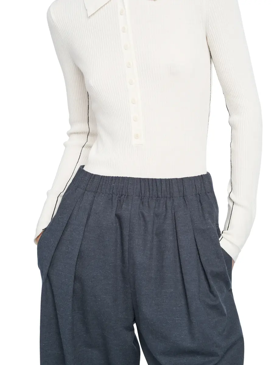 Maria McManus Merino Wool Long Sleeve Tiny Button Polo | Thumbnail 5 Maria McManus Merino Wool Long Sleeve Tiny Button Polo | Thumbnail 5