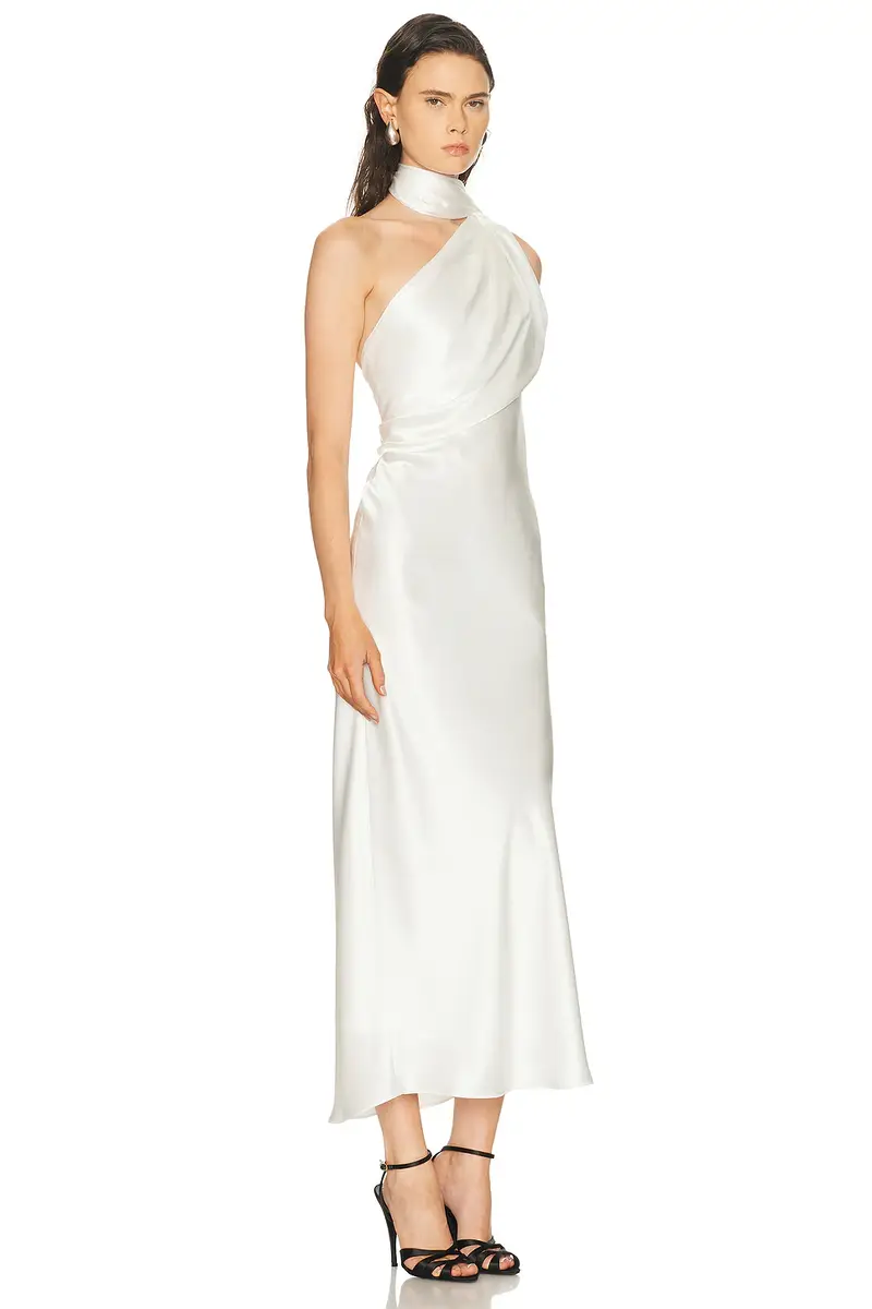 SEV Draped Scarf Neck Satin Dress | Thumbnail 2