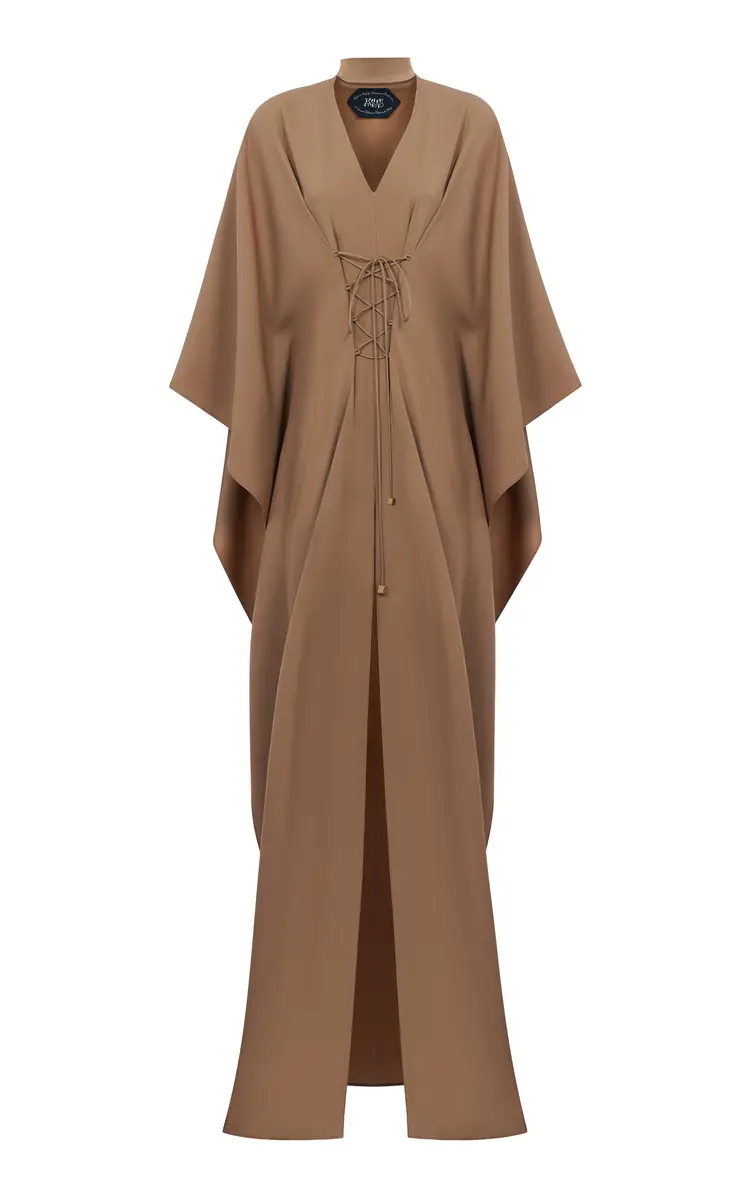 Taller Marmo Sierra Fringed Crepe Cady Caftan Dress