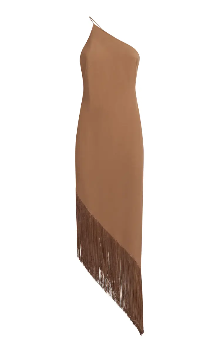 Taller Marmo Antelope Fringed Crepe Cady Midi Dress | Image 1 Taller Marmo Antelope Fringed Crepe Cady Midi Dress | Image 1