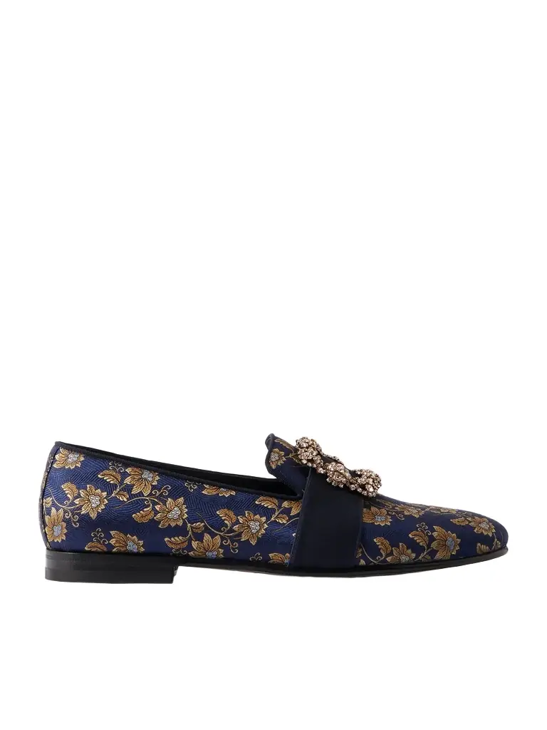 Manolo Blahnik Carlton Crystal-Embellished Floral-Jacquard Loafers - Men | Image 1 Manolo Blahnik Carlton Crystal-Embellished Floral-Jacquard Loafers - Men | Image 1