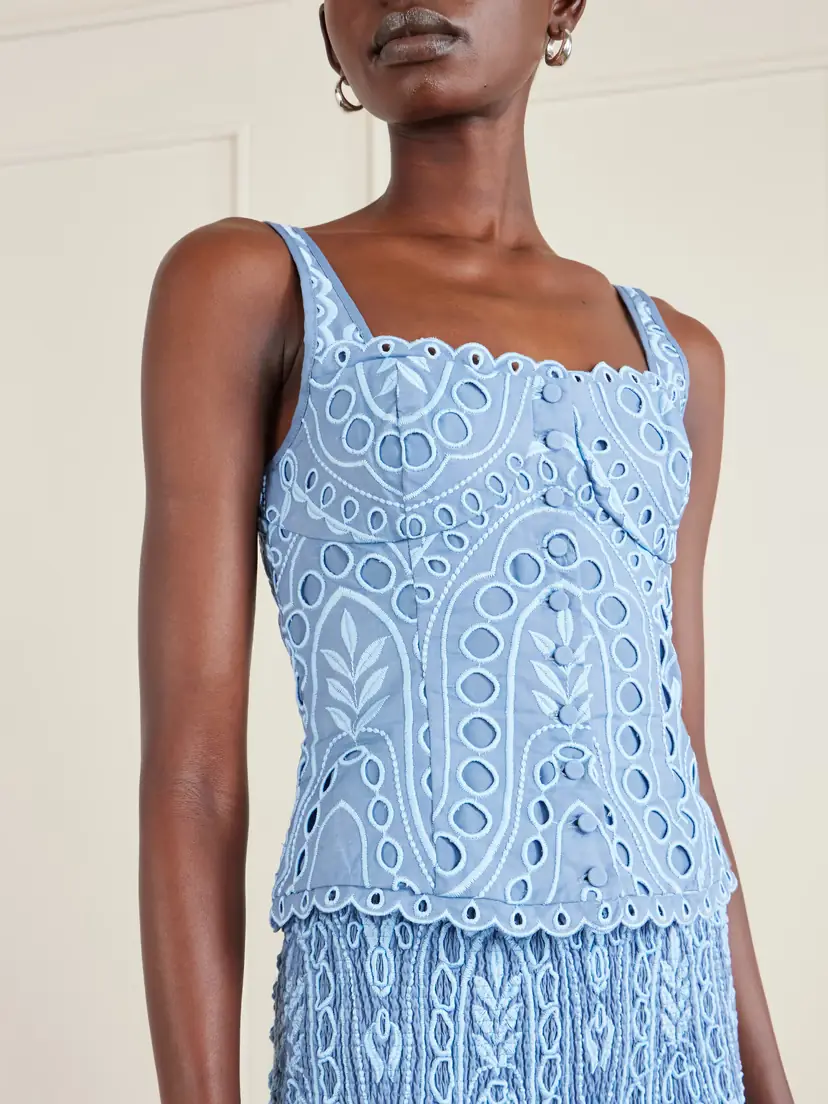 Charo Ruiz Nereus Cropped Broderie Anglaise Cotton-blend Top | Thumbnail 4 Charo Ruiz Nereus Cropped Broderie Anglaise Cotton-blend Top | Thumbnail 4