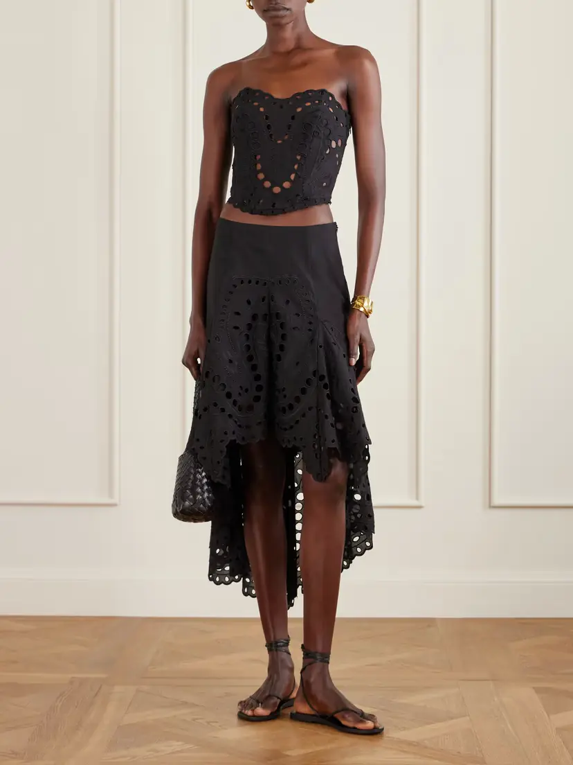 Charo Ruiz Finn Broderie Anglaise Cotton-blend Midi Skirt | Thumbnail 2 Charo Ruiz Finn Broderie Anglaise Cotton-blend Midi Skirt | Thumbnail 2