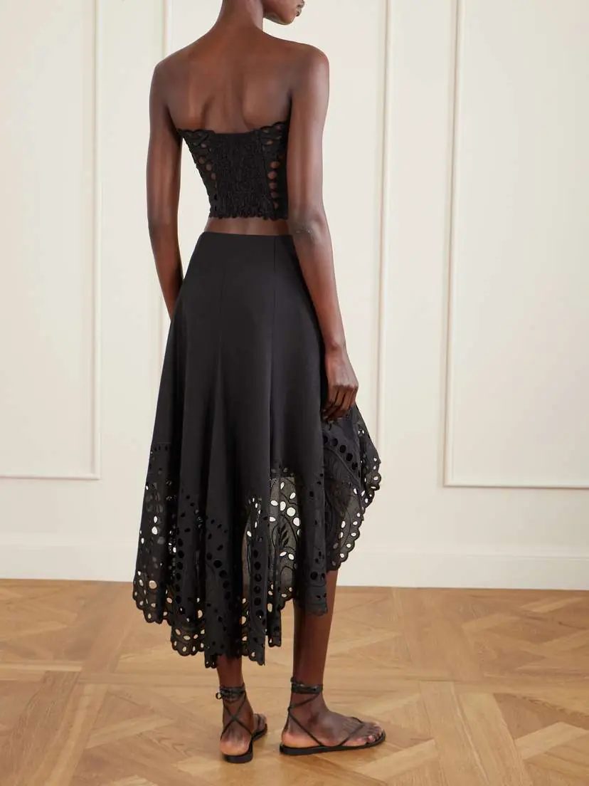 Charo Ruiz Finn Broderie Anglaise Cotton-blend Midi Skirt | Thumbnail 4 Charo Ruiz Finn Broderie Anglaise Cotton-blend Midi Skirt | Thumbnail 4