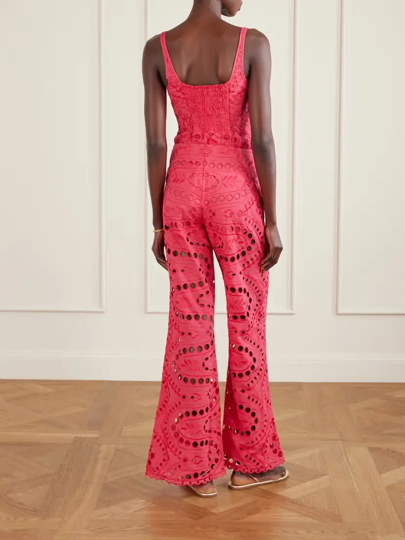 Charo Ruiz Stern Broderie Anglaise Cotton-blend Flared Pants | Thumbnail 4