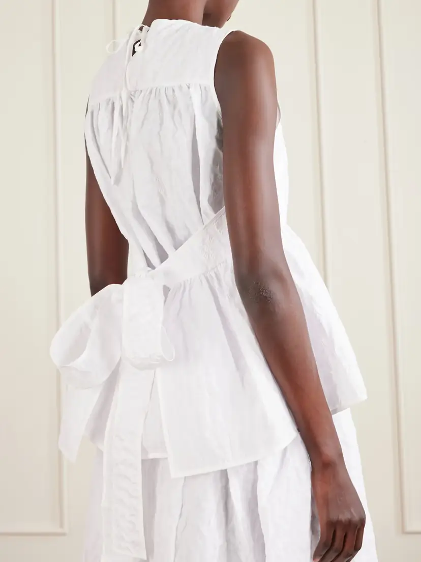 Cecilie Bahnsen Margueritte Embroidered Cotton-blend Cloqué Peplum Top | Thumbnail 4 Cecilie Bahnsen Margueritte Embroidered Cotton-blend Cloqué Peplum Top | Thumbnail 4