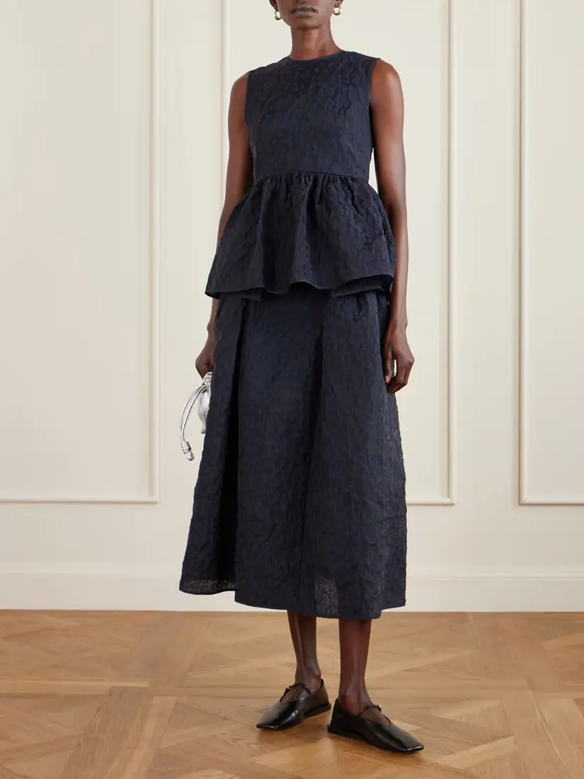 Cecilie Bahnsen Margueritte Embroidered Cotton-blend Cloqué Peplum Top | Thumbnail 2 Cecilie Bahnsen Margueritte Embroidered Cotton-blend Cloqué Peplum Top | Thumbnail 2