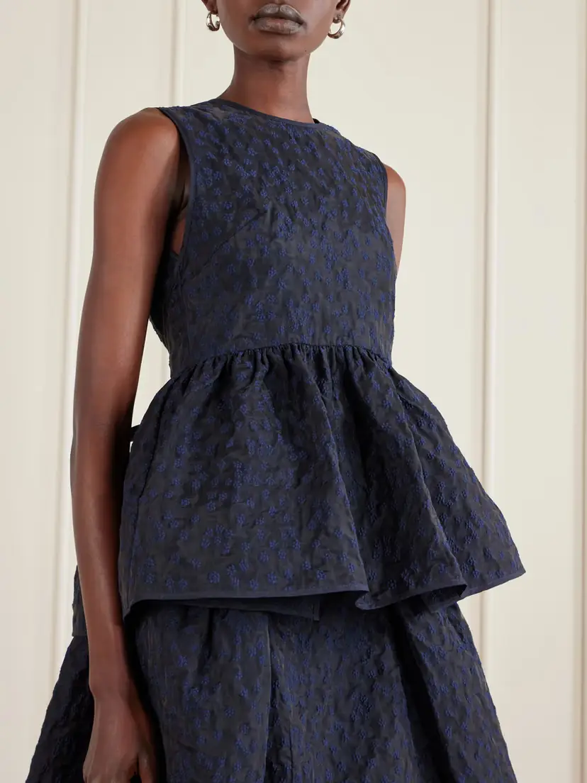 Cecilie Bahnsen Margueritte Embroidered Cotton-blend Cloqué Peplum Top | Thumbnail 3 Cecilie Bahnsen Margueritte Embroidered Cotton-blend Cloqué Peplum Top | Thumbnail 3