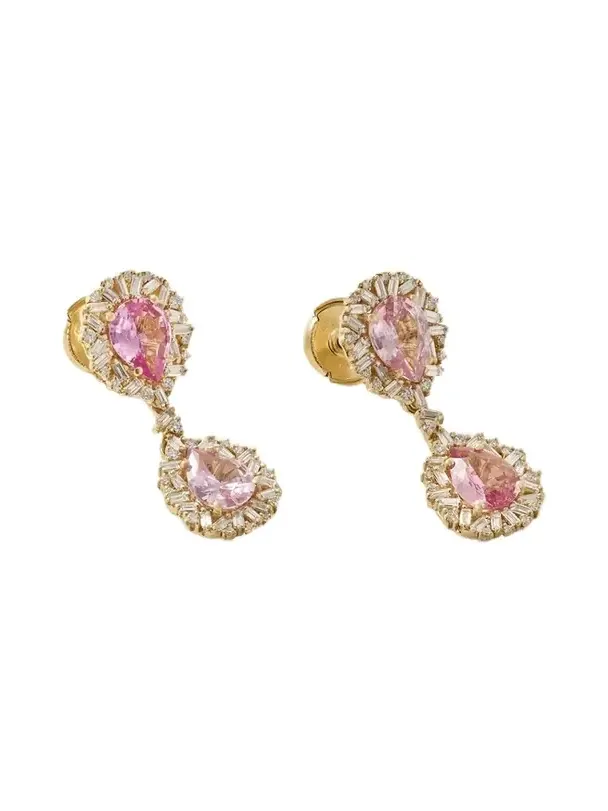 18-karat Gold, Sapphire And Diamond Earrings - Pink 18-karat Gold, Sapphire And Diamond Earrings - Pink