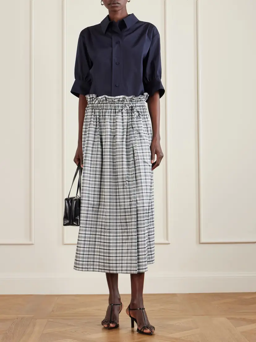 Jil Sander Checked Silk-blend Midi Skirt | Thumbnail 2