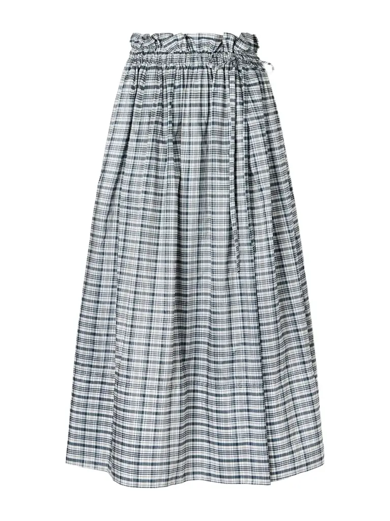 Checked Silk-blend Midi Skirt Checked Silk-blend Midi Skirt