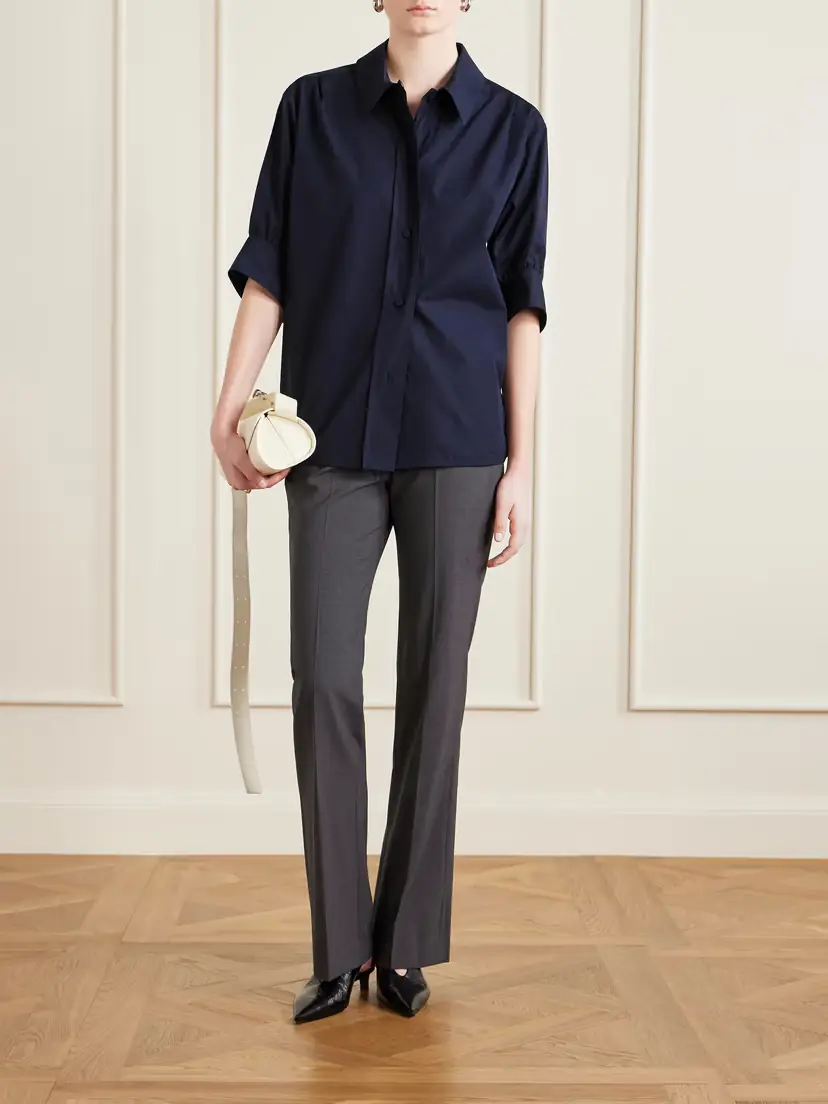 Jil Sander Gathered Cotton-poplin Shirt | Thumbnail 2 Jil Sander Gathered Cotton-poplin Shirt | Thumbnail 2