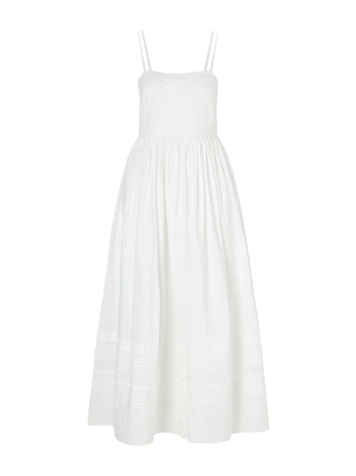 Chamomile Pintucked Embroidered Cotton-poplin Midi Dress Chamomile Pintucked Embroidered Cotton-poplin Midi Dress