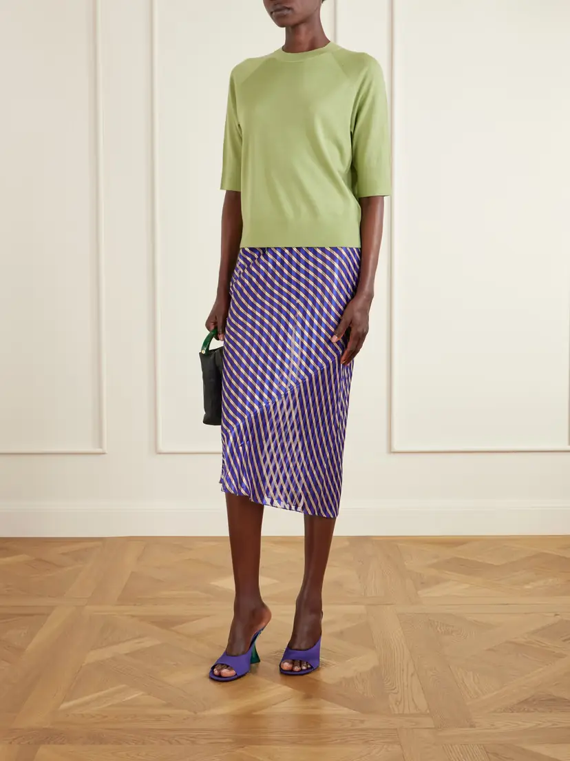 Dries Van Noten Striped Devoré-satin Midi Skirt | Thumbnail 2 Dries Van Noten Striped Devoré-satin Midi Skirt | Thumbnail 2