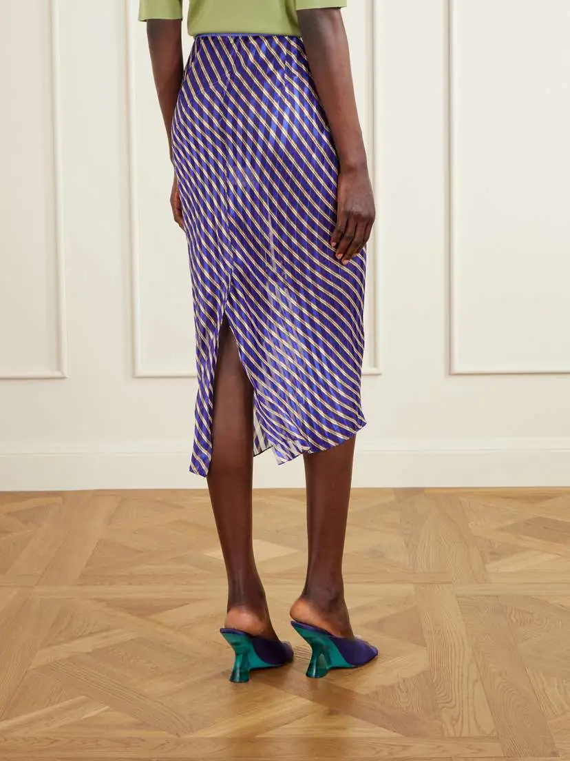 Dries Van Noten Striped Devoré-satin Midi Skirt | Thumbnail 3 Dries Van Noten Striped Devoré-satin Midi Skirt | Thumbnail 3
