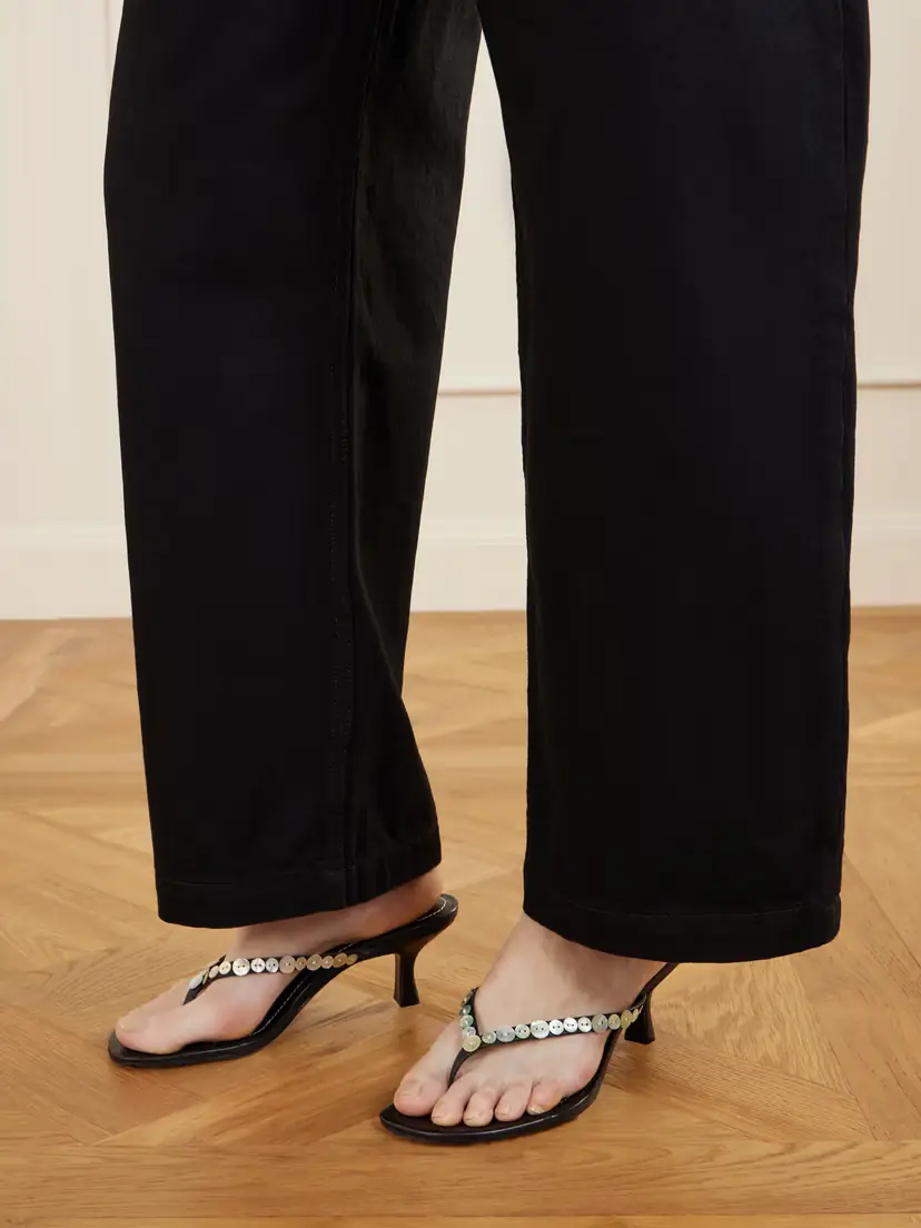 Staud Freja Button-embellished Leather Sandals | Thumbnail 2