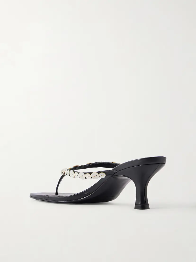 Staud Freja Button-embellished Leather Sandals | Thumbnail 3