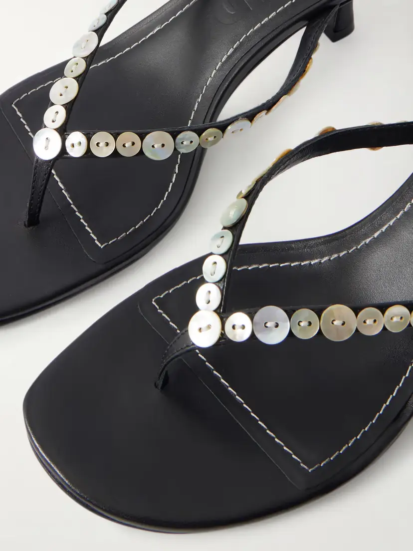 Staud Freja Button-embellished Leather Sandals | Thumbnail 5