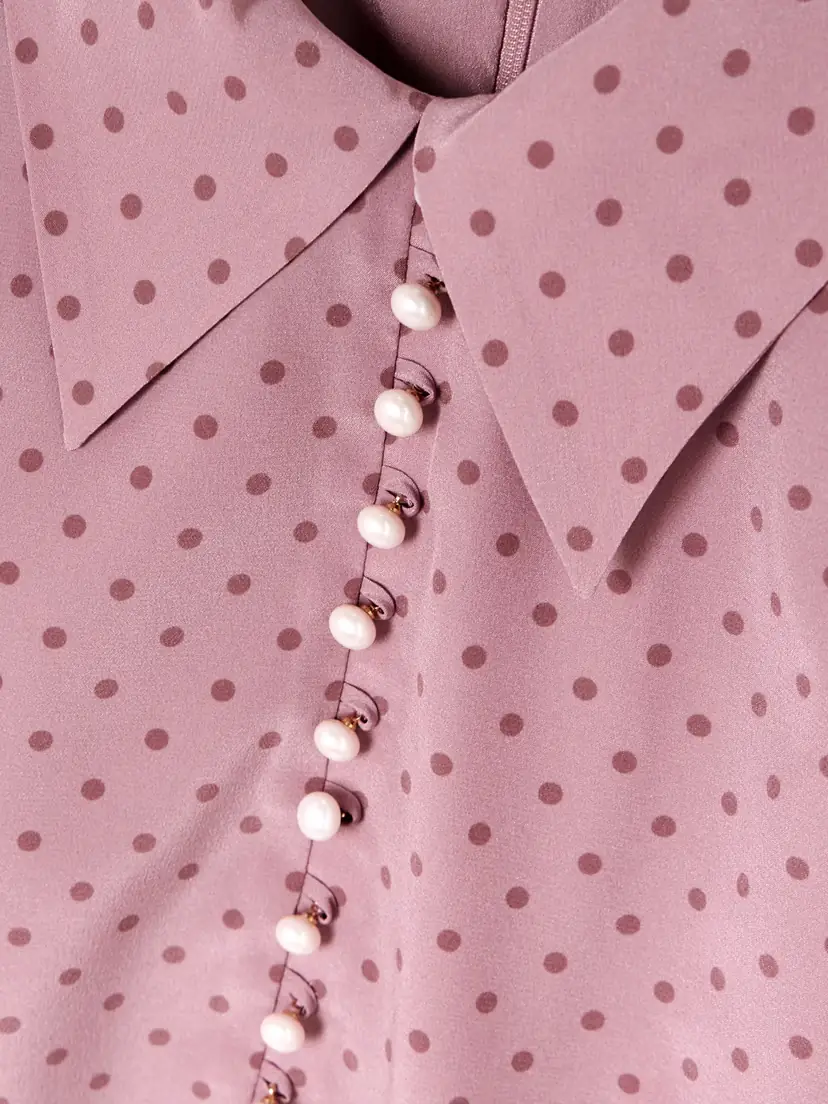 Alessandra Rich Embellished Polka-dot Silk Crepe De Chine Midi Dress | Thumbnail 4 Alessandra Rich Embellished Polka-dot Silk Crepe De Chine Midi Dress | Thumbnail 4