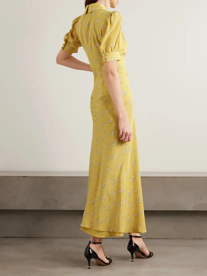 Alessandra Rich Embellished Floral-print Silk Crepe De Chine Midi Dress | Thumbnail 3 Alessandra Rich Embellished Floral-print Silk Crepe De Chine Midi Dress | Thumbnail 3