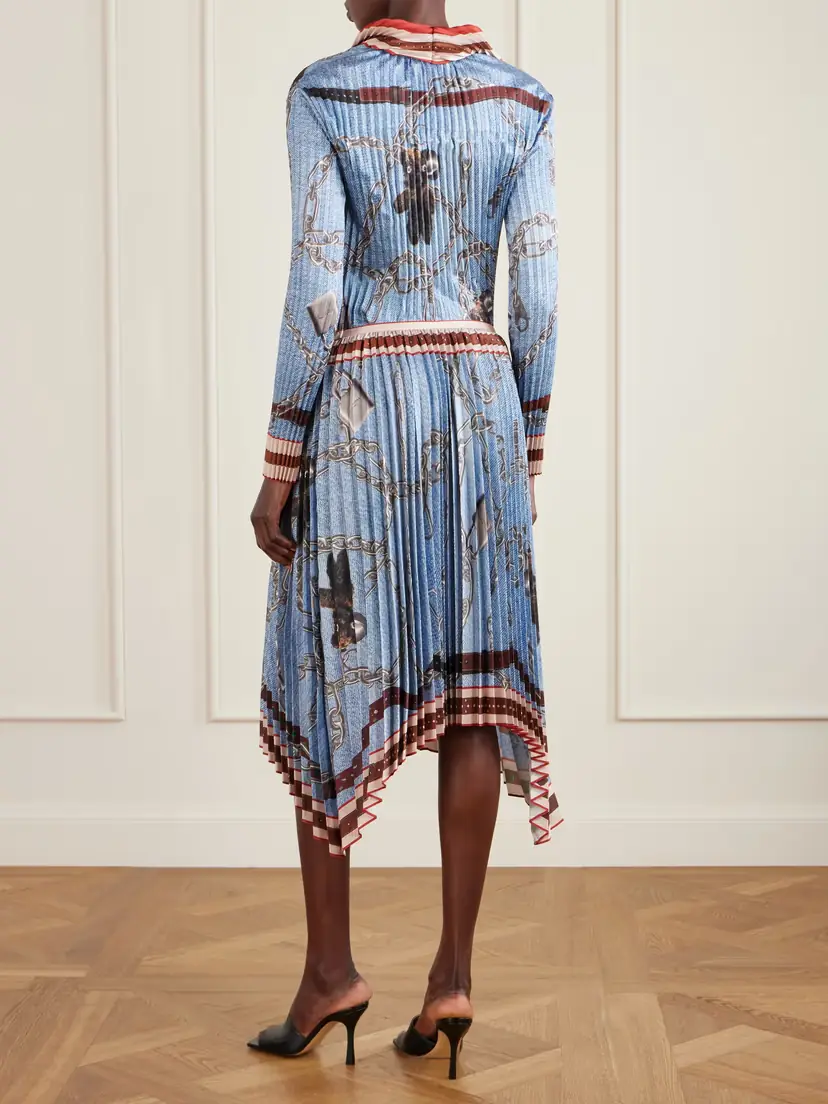 Acne Studios Pleated Printed Satin Midi Skirt | Thumbnail 4