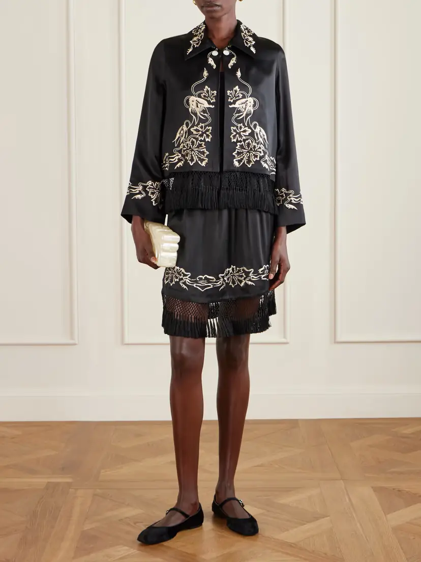 BODE Phantasm Fringed Embroidered Silk-satin Jacket | Thumbnail 2 BODE Phantasm Fringed Embroidered Silk-satin Jacket | Thumbnail 2