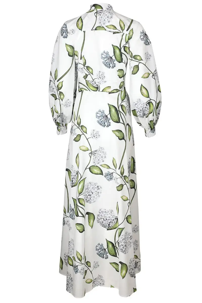 Oscar de la Renta Long Sleeve Porcelain Flowers Caftan | Thumbnail 6