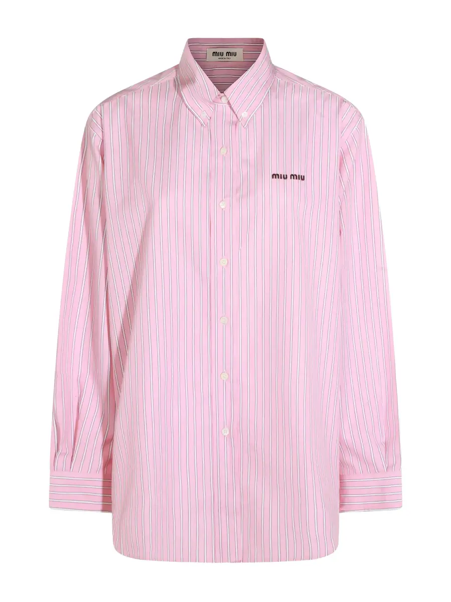 Miu Miu Oversized Striped Button Down Shirt | Image 1 Miu Miu Oversized Striped Button Down Shirt | Image 1