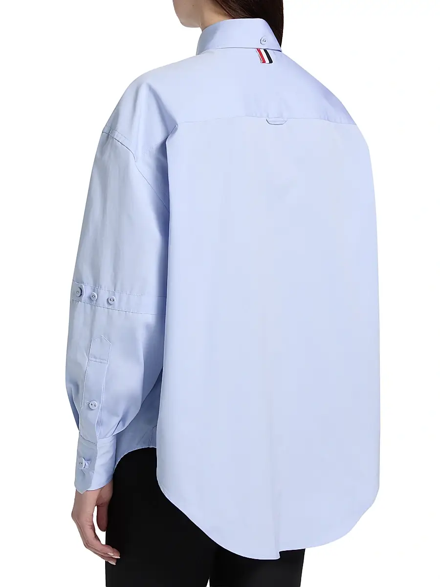 Thom Browne Women's Supersized Embroidered Crest Button-Down Shirt | Thumbnail 5 Thom Browne Women's Supersized Embroidered Crest Button-Down Shirt | Thumbnail 5