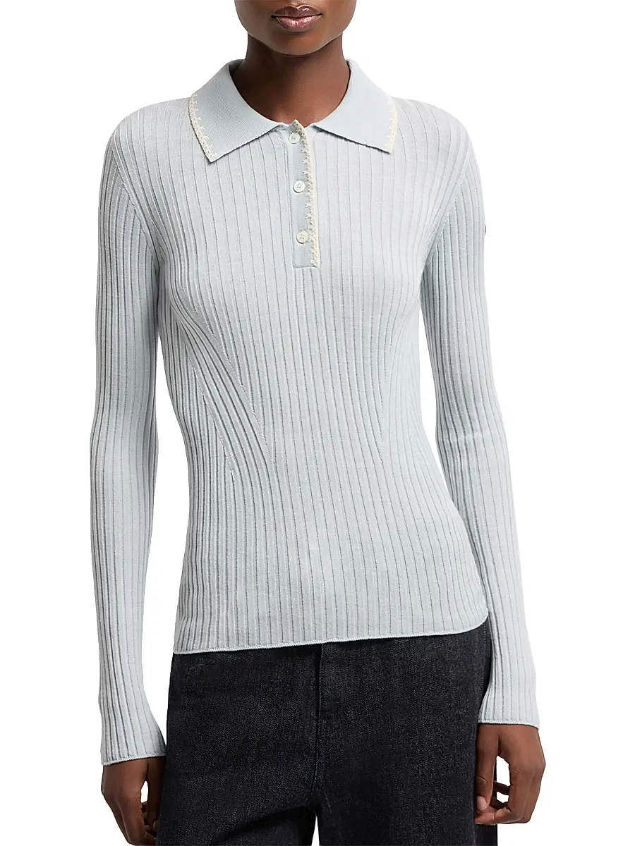 Moncler Women's Polo Shirt in Wool | Thumbnail 2 Moncler Women's Polo Shirt in Wool | Thumbnail 2