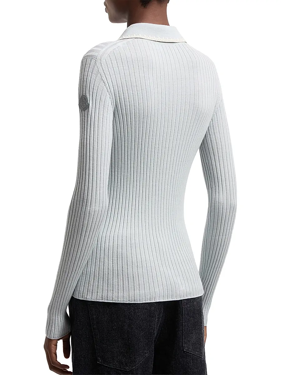 Moncler Women's Polo Shirt in Wool | Thumbnail 3 Moncler Women's Polo Shirt in Wool | Thumbnail 3