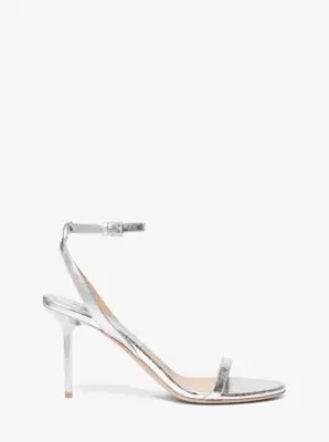 Michael Kors Collection Gwyneth Metallic Snake Embossed Leather Sandal in Silver | Thumbnail 3 Michael Kors Collection Gwyneth Metallic Snake Embossed Leather Sandal in Silver | Thumbnail 3