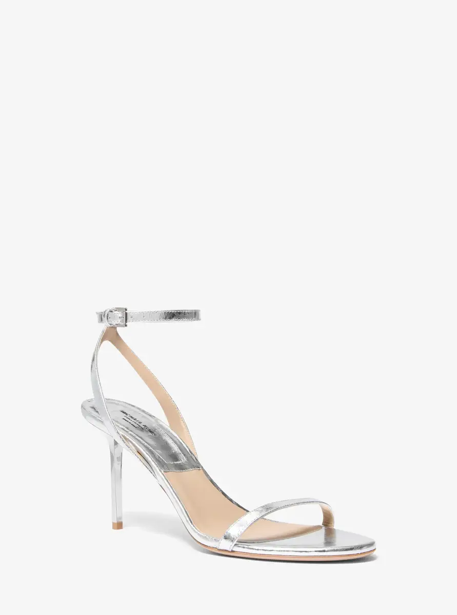 Michael Kors Collection Gwyneth Metallic Snake Embossed Leather Sandal in Silver | Thumbnail 6 Michael Kors Collection Gwyneth Metallic Snake Embossed Leather Sandal in Silver | Thumbnail 6