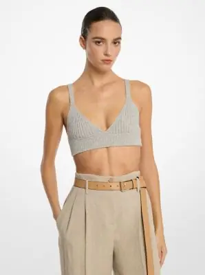 Michael Kors Collection Cashmere Bra in Grey | Thumbnail 2 Michael Kors Collection Cashmere Bra in Grey | Thumbnail 2