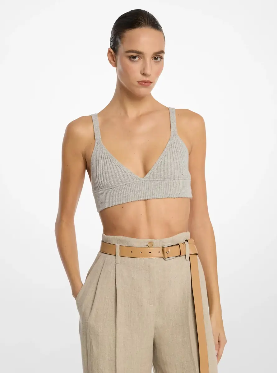 Michael Kors Collection Cashmere Bra in Grey | Thumbnail 4 Michael Kors Collection Cashmere Bra in Grey | Thumbnail 4