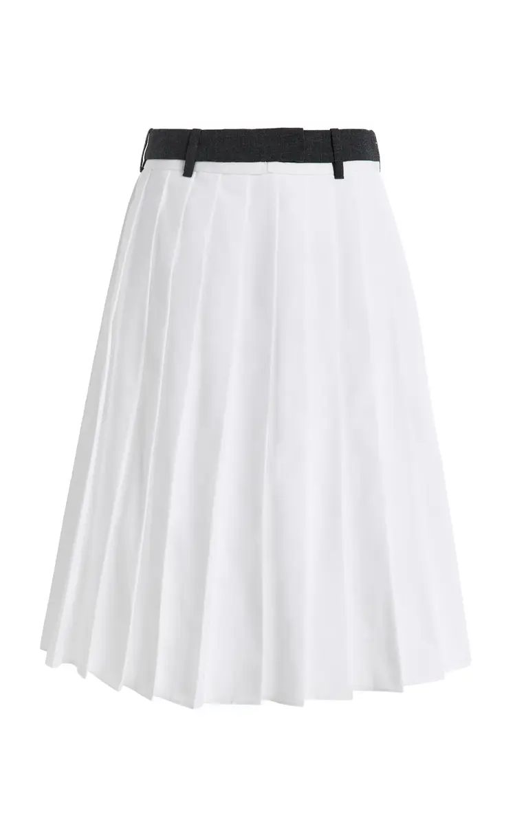 Prada Pleated Cotton-Poplin Midi Skirt | Thumbnail 6 Prada Pleated Cotton-Poplin Midi Skirt | Thumbnail 6