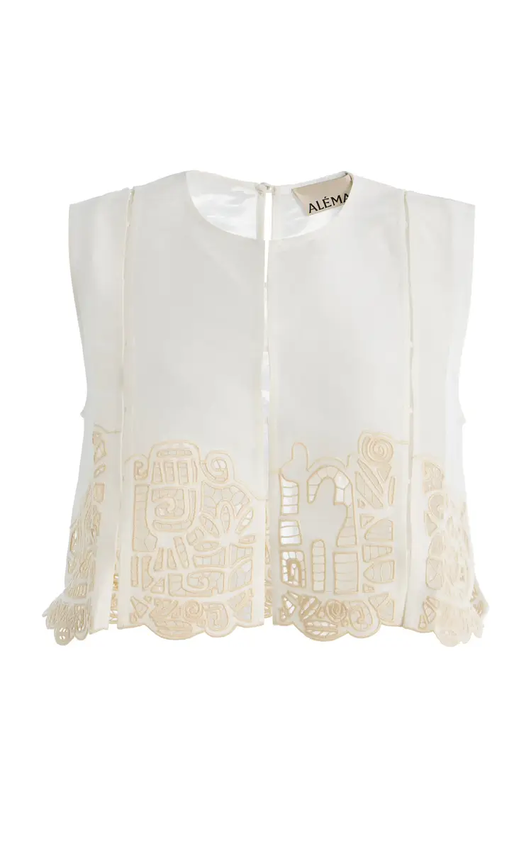 ALÉMAIS Rosemary Embroidered Linen-Blend Top | Thumbnail 4 ALÉMAIS Rosemary Embroidered Linen-Blend Top | Thumbnail 4