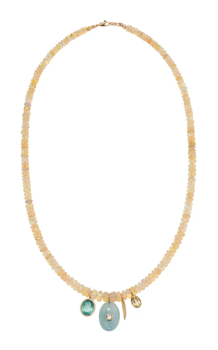 Lizzie Fortunato Opal Green Topaz Aquamarine Lemon Quartz 14K Gold Charm Necklace | Image 1 Lizzie Fortunato Opal Green Topaz Aquamarine Lemon Quartz 14K Gold Charm Necklace | Image 1