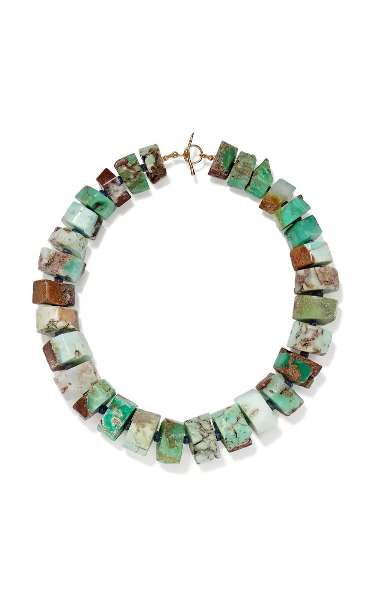 Lizzie Fortunato Large Australian Chrysoprase; Tanzanite; & 14K Gold Necklace
