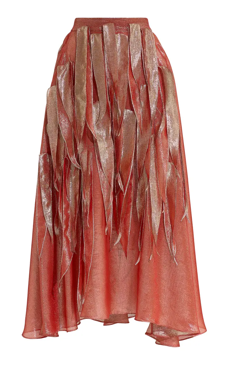 Maticevski Furnace Fringed Silk-Blend Midi Skirt