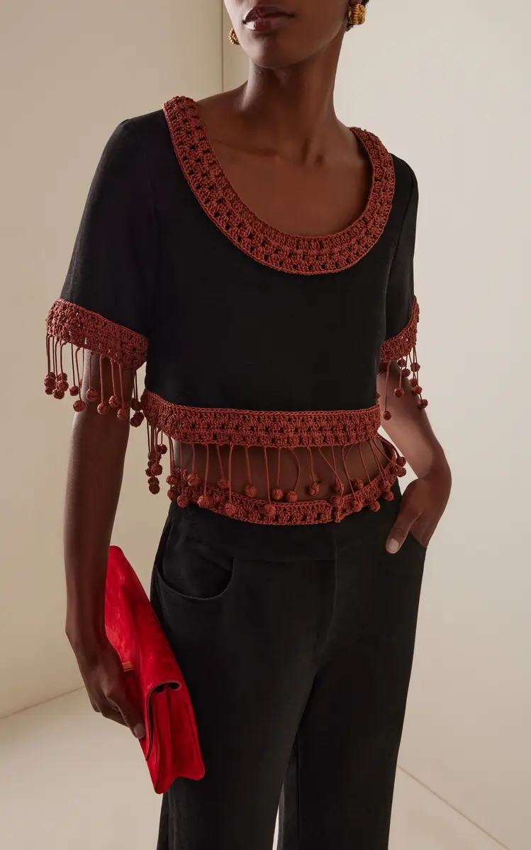 Rosie Assoulin Return of the Mac(rame) Linen-Blend Crop Top | Thumbnail 2 Rosie Assoulin Return of the Mac(rame) Linen-Blend Crop Top | Thumbnail 2