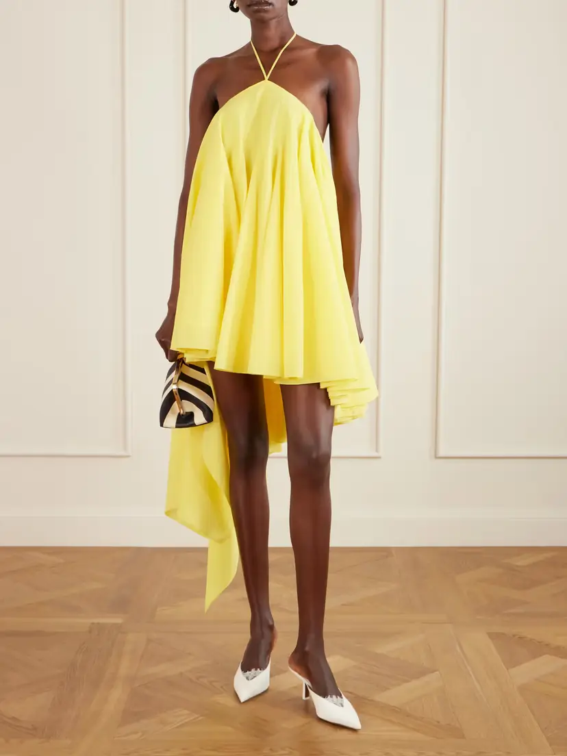 Jacquemus Courte Asymmetric Cotton-blend Crepon Halterneck Dress | Thumbnail 2